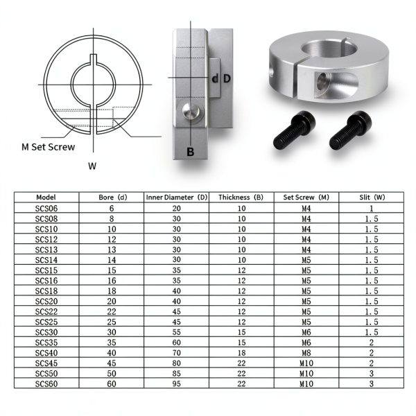 (Pack of 4) Shaft Collar Bore 20mm, Aluminum Alloy One Piece Shaft Collar Clamp Style, 40mm OD, 12mm Thickness, with M5 Set Screws-4
