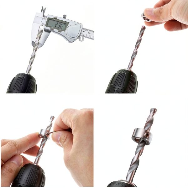 4mm Drill Stop Collar - HARFINGTON Steel Depth Ring with Hex Wrench-4